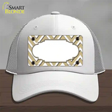 Gold White Large Chevron Center Scallop Novelty License Plate Hat Mesh / White