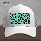 Mint Black Cheetah Novelty License Plate Hat Mesh / White
