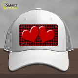 Red Black Houndstooth Red Center Hearts Novelty License Plate Hat Mesh / White