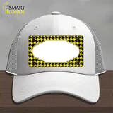 Yellow Black Houndstooth Scallop Center Novelty License Plate Hat Mesh / White