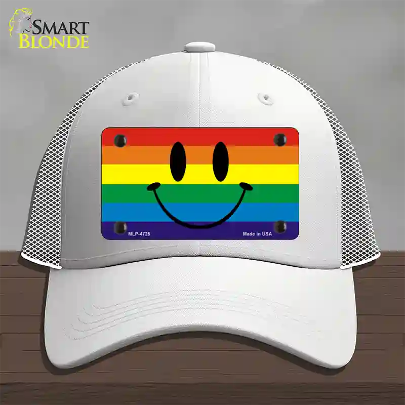 Smiley Face Novelty License Plate Hat Mesh White