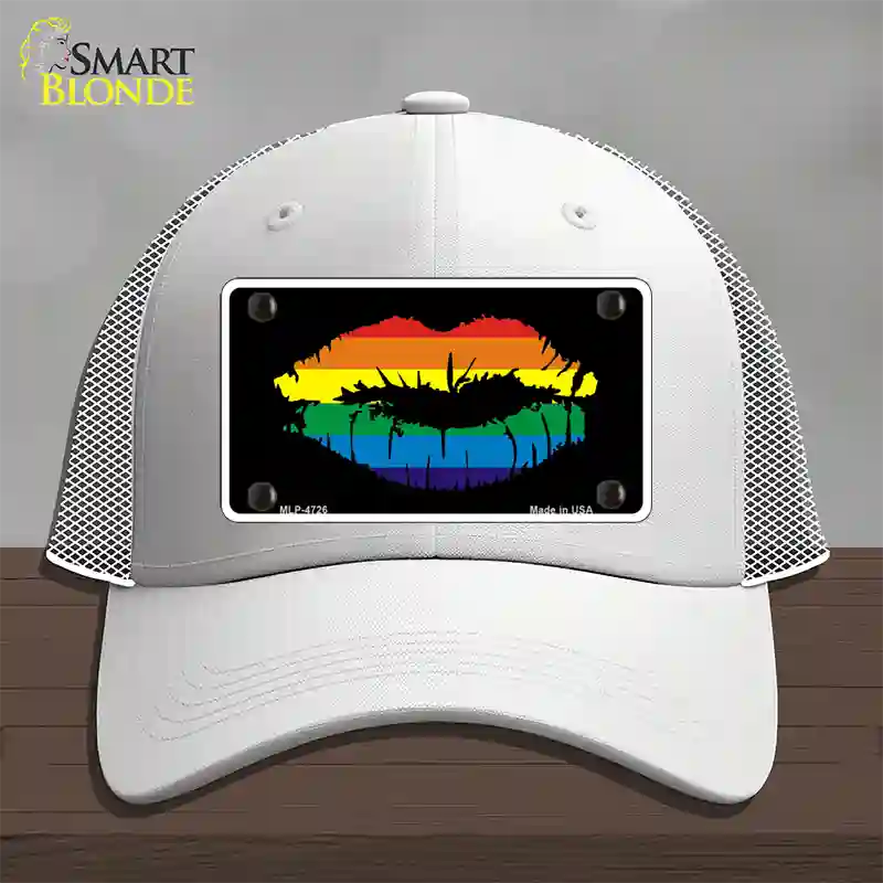 Lips Novelty License Plate Hat Mesh White