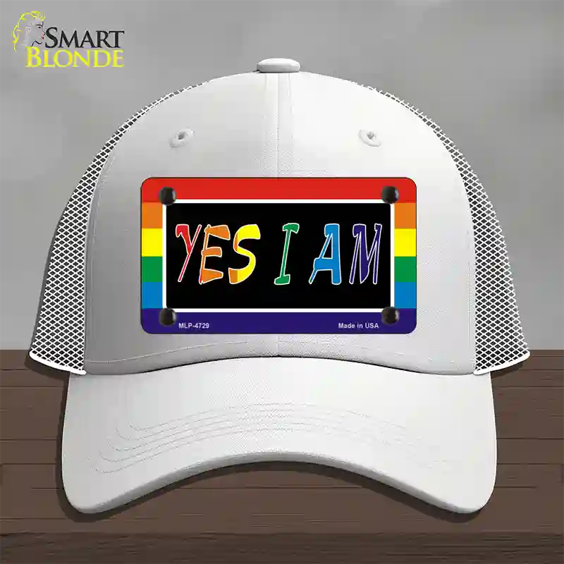 Yes I Am Novelty License Plate Hat Mesh White