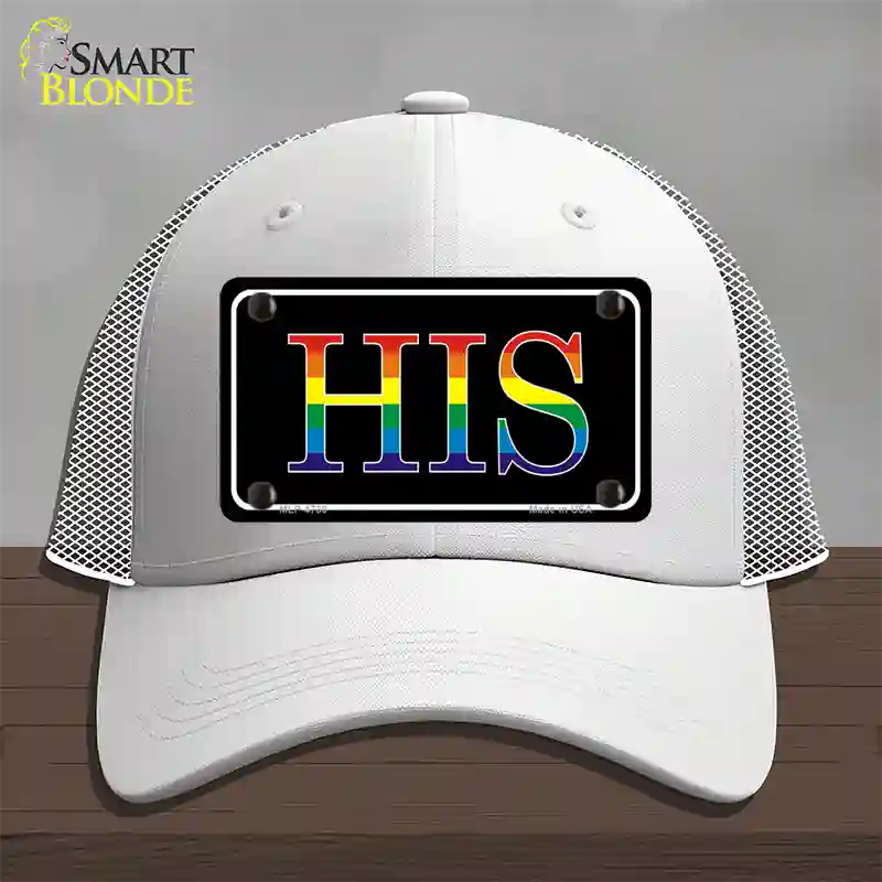 His Rainbow Novelty License Plate Hat Mesh White