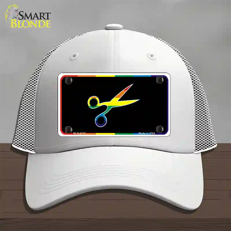 Scissors Novelty License Plate Hat Mesh White