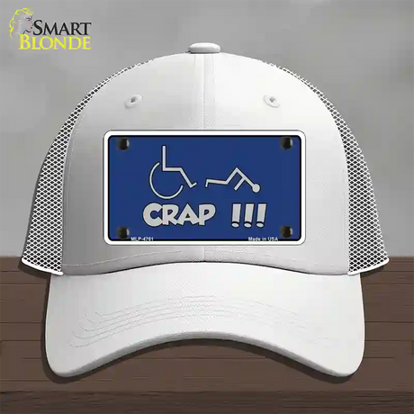 Handicap Crap Logo Novelty License Plate Hat Mesh / White