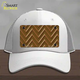 Brown Light Brown Large Chevron Novelty License Plate Hat Mesh / White