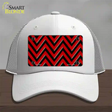 Red Black Chevron Novelty License Plate Hat Mesh / White