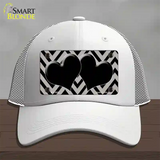 Grey Black Chevon Hearts Novelty License Plate Hat Mesh / White