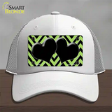 Lime Green Black Chevon Hearts Novelty License Plate Hat Mesh / White