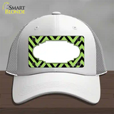 Lime Green Black Chevron Scallop Novelty License Plate Hat Mesh / White