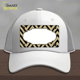 Gold Black Chevron Scallop Novelty License Plate Hat Mesh / White