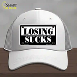 Losing Sucks Novelty License Plate Hat Mesh / White