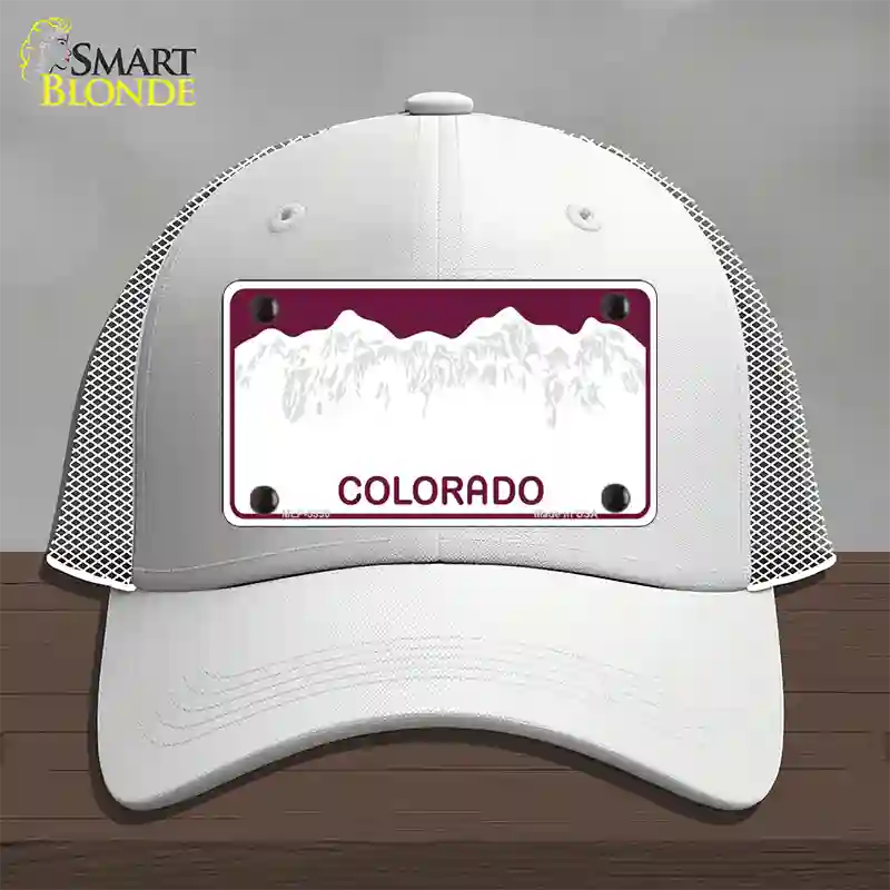 Colorado State Blank Novelty License Plate Hat Mesh / White