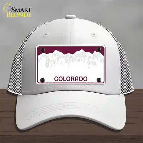 Colorado State Blank Novelty License Plate Hat Mesh / White