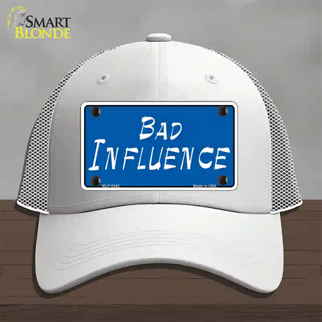 Bad Influence Novelty License Plate Hat Mesh / White