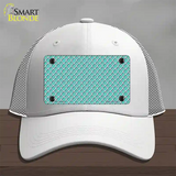 Tiffany Blue White Quatrefoil Novelty License Plate Hat Mesh / White