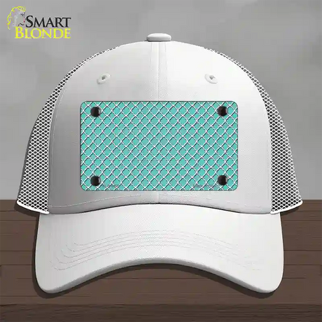 Tiffany Blue White Quatrefoil Novelty License Plate Hat Mesh / White