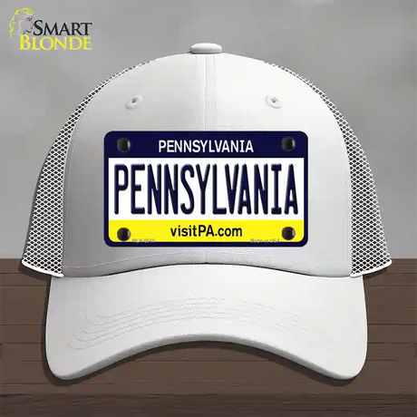 Pennsylvania State Novelty License Plate Hat Mesh / White