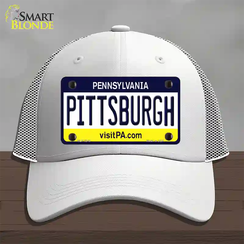 Pittsburgh Pennsylvania State Novelty License Plate Hat Mesh / White