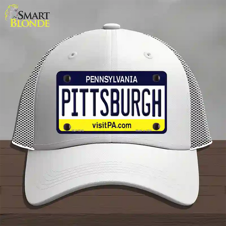 Pittsburgh Pennsylvania State Novelty License Plate Hat Mesh / White