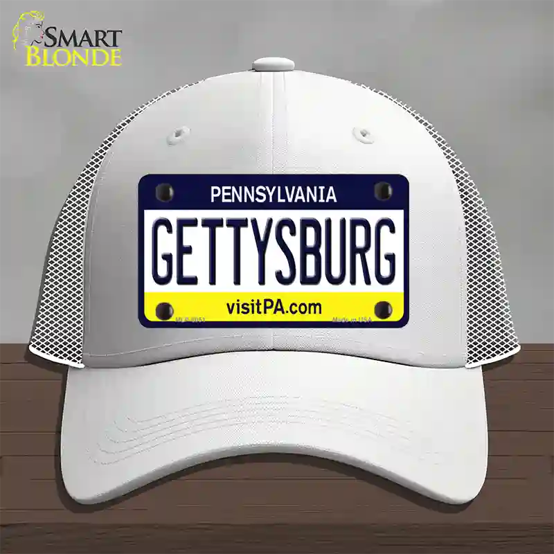 Gettysburg Pennsylvania State Novelty License Plate Hat Mesh / White
