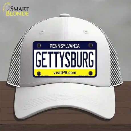 Gettysburg Pennsylvania State Novelty License Plate Hat Mesh / White