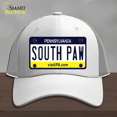 South Paw Pennsylvania State Novelty License Plate Hat Mesh / White