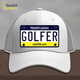 Golfer Pennsylvania State Novelty License Plate Hat Mesh / White