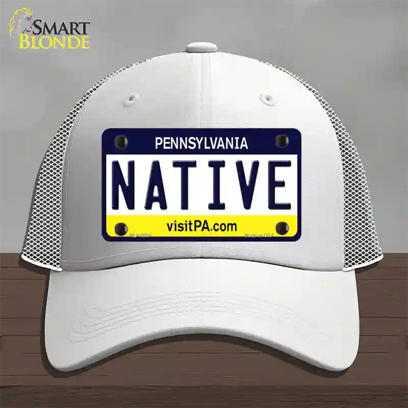 Native Pennsylvania State Novelty License Plate Hat Mesh / White