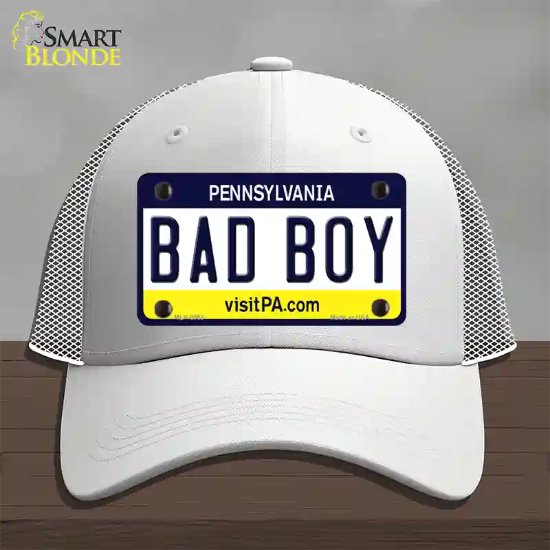 Bad Boy Pennsylvania State Novelty License Plate Hat Mesh / White