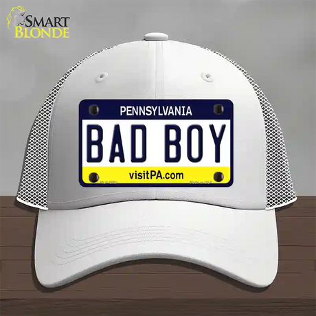 Bad Boy Pennsylvania State Novelty License Plate Hat Mesh / White