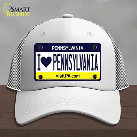 I Love Pennsylvania State Novelty License Plate Hat Mesh / White