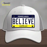 Believe Pennsylvania State Novelty License Plate Hat Mesh / White