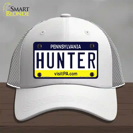 Hunter Pennsylvania State Novelty License Plate Hat Mesh / White