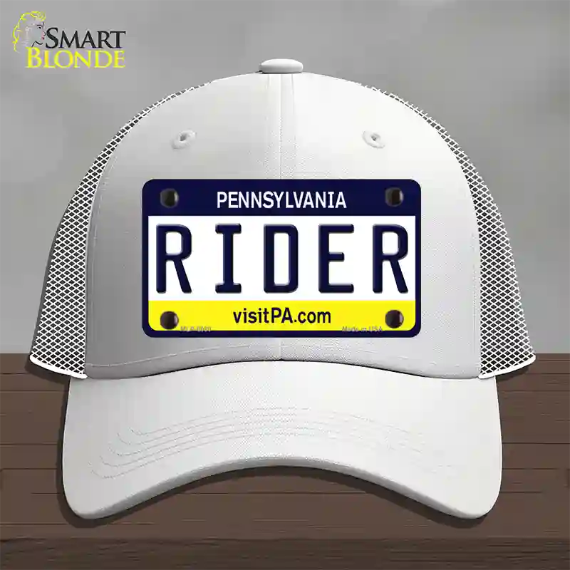 Rider Pennsylvania State Novelty License Plate Hat Mesh / White