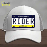 Rider Pennsylvania State Novelty License Plate Hat Mesh / White