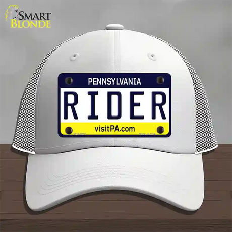 Rider Pennsylvania State Novelty License Plate Hat Mesh / White
