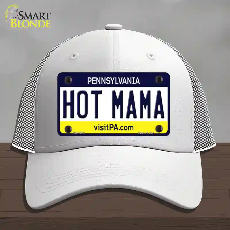 Hot Mama Pennsylvania State Novelty License Plate Hat Mesh / White