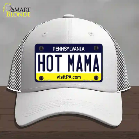 Hot Mama Pennsylvania State Novelty License Plate Hat Mesh / White