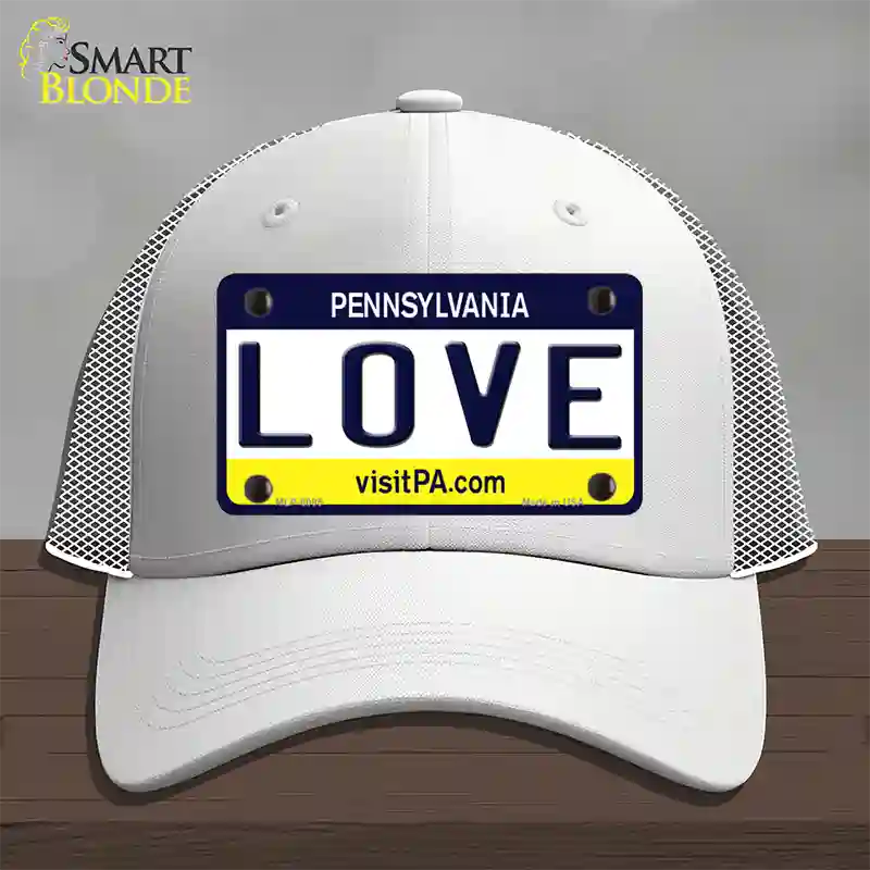 Love Pennsylvania State Novelty License Plate Hat Mesh / White