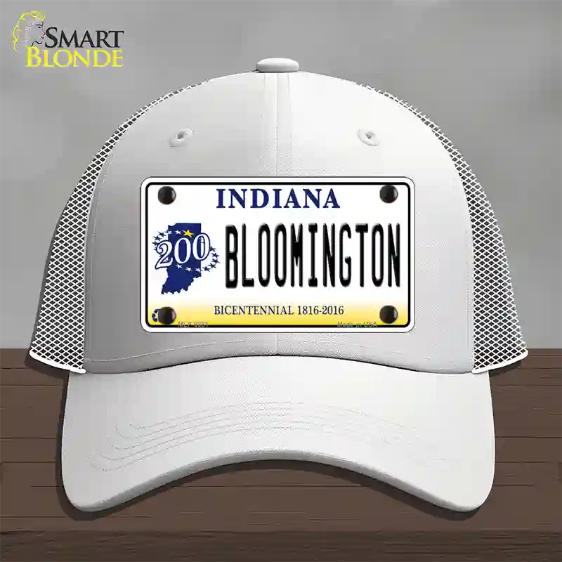 Bloomington Indiana Novelty License Plate Hat Mesh / White