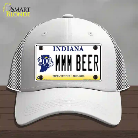 MMM Beer Indiana Novelty License Plate Hat Mesh / White