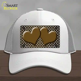 Brown White Quatrefoil Hearts Oil Rubbed Novelty License Plate Hat Mesh / White