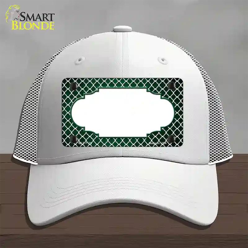 Green White Quatrefoil Scallop Oil Rubbed Novelty License Plate Hat Mesh / White