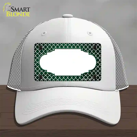 Green White Quatrefoil Scallop Oil Rubbed Novelty License Plate Hat Mesh / White