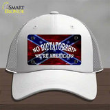 No Dictatorship Novelty License Plate Hat Mesh / White