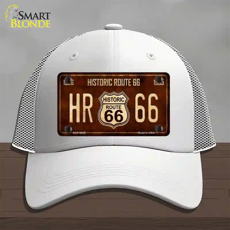Historic Route 66 Vintage Novelty License Plate Hat Mesh White