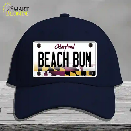 Beach Bum Maryland Novelty License Plate Hat Cotton / Navy