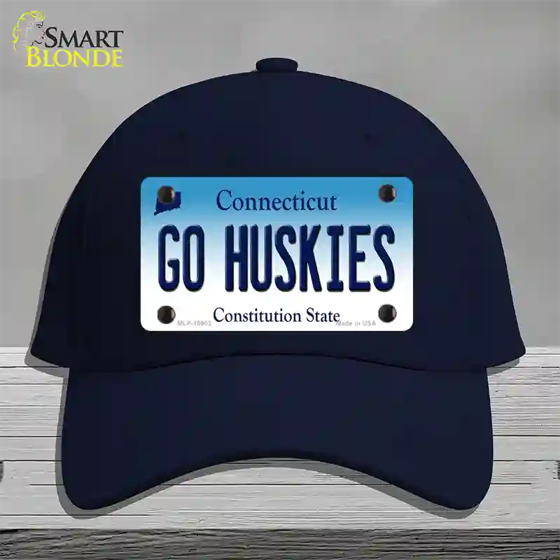Go Huskies Connecticut Novelty License Plate Hat Cotton / Navy